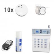 Wireless smoke detector set with indoor cable siren Fire...