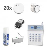 Wireless smoke detector set with cable interior siren...