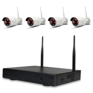 Audio 4-channel WLAN DVR 634A-2 AMGoCam AP video surveillance (1TB hard disk) with 4 x 850nm HD wall camera w. microphone